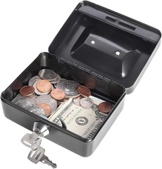 Secure X-Small Black Cash Box – Portable Lock Box for Savings & Meds, 0.6 lbs
