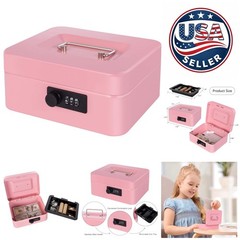 Compact Pink Cash Box with Combination Lock – Perfect for Secure Cash Storage