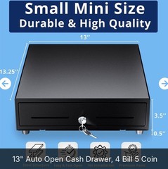 NEW Nuovo POS VALLEY 13” Electronic Cash Drawer – Auto Open – 4 Bill 5 Coin