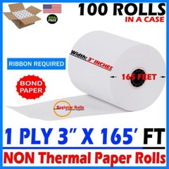 White Bond Paper Rolls, 3″ x 165′ – Case of 50 rolls Brand New RegisterRolls®