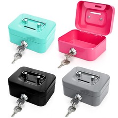 4 PCS Mini Cash Box Small Metal Key Lock 4.5×3.3×2 Inch Safe Bank Security