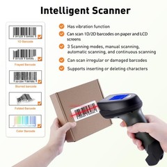 2D Wireless Barcode Scanner, Automatic Bar Code Reader with 1.8 Inch Display …