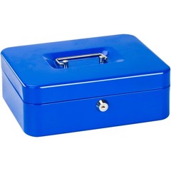 Portable Alloy Steel Cash Box with Key Lock & Multiple Compartment Tray 9.84”