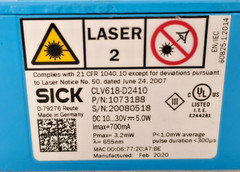 SICK 1073188 Stationary Barcode Reader 10…30 VDC 5W CLV618-D2410 USED