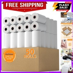 2 1/4” x 50′ Thermal Receipt Paper 50 Rolls, 2.25x50ft Receipt Roll Cash Reg…