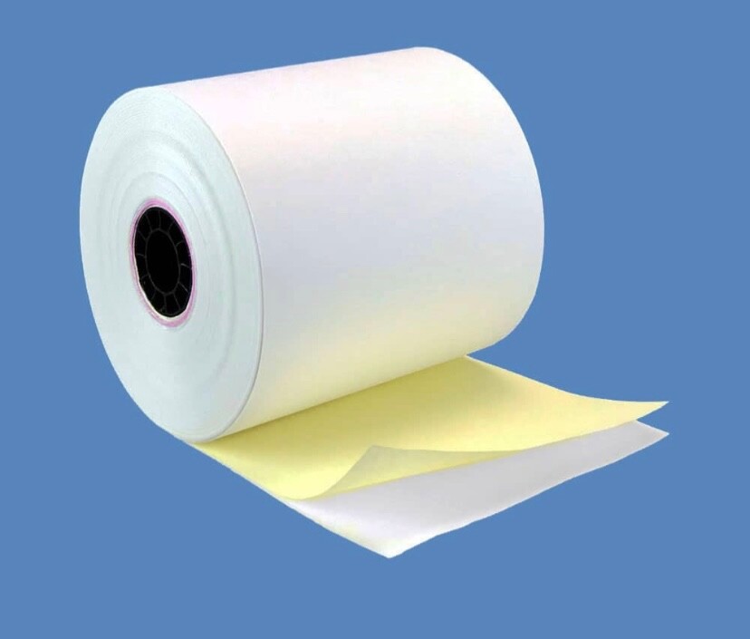 2 3/4″ x 95′ 2 ply register roll white/canary carbonless 4 rolls
