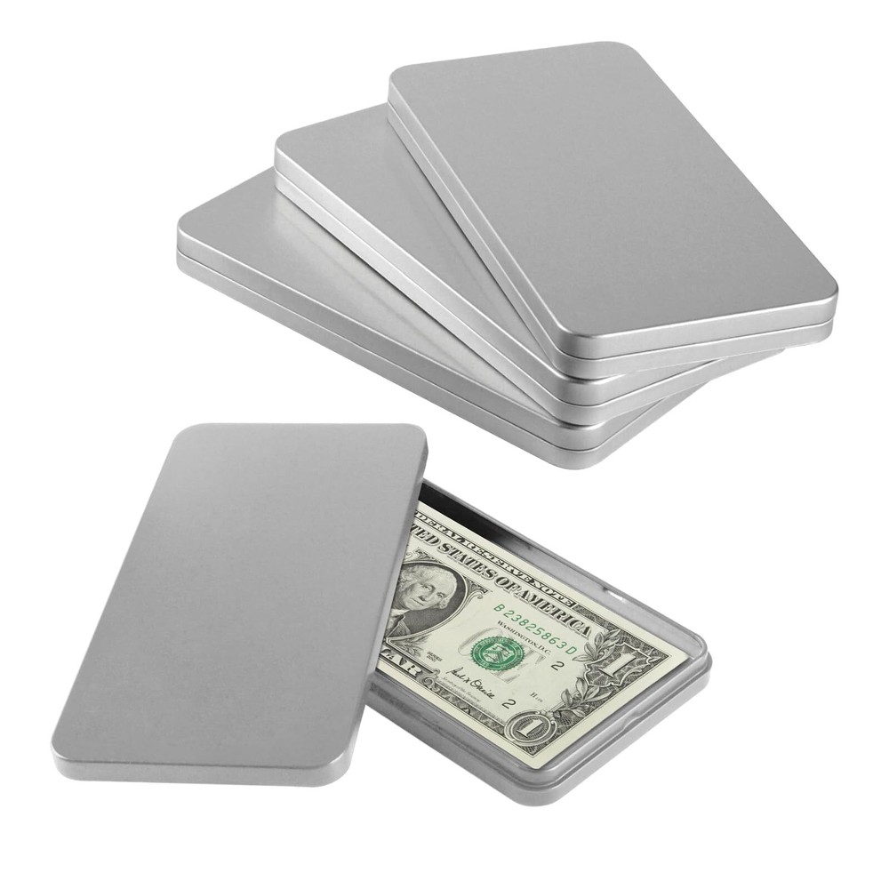 4 Pack Metal Cash Box Money Holder Cash Organizer with Lid Dollar Bill Tin Box