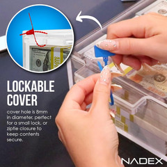 Nadex Clear Acrylic Cash Box with Slipping Cover – 5mm Box Thickness – 8mm Lock
