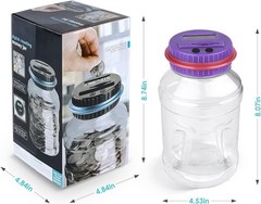 Large Coin Counting Bank for US Coins, Digital Money Jar with LCD Screen, 1.8L