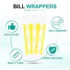 100Pcs Money Band 1000 Dollar Money Bill Wrapper Self-Adhesive Bill Band Yellow