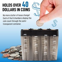 Nadex Desktop Coin Sorting Dispenser – Organizes, Stores, Dispenses Gray