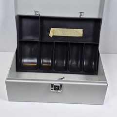 Vintage Rockaway Metal Cash Lock Box+Removable Cash Drawer NO LOCK-11″ x 8″ x 4″