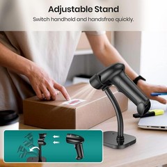 2D 1D Barcode Scanner with Stand, Bluetooth, Wireless and USB Wired