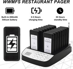 Restaurant Pager System, 16 Wireless Buzzers for Restaurant, Set with Vibrati…