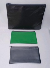 Cash Money Currency Storage Bag Set Of 3 Bags Black & Green Faux Leather New