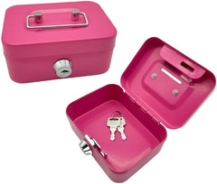 Metal Cash Box, 4.5″ X 3.35″ Small Cash Storage Box with Lockable Cover, Key Loc
