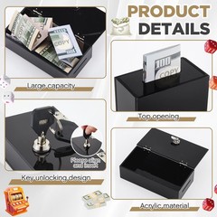 CroBlissful Extra Large Acrylic Box Winners 5.51 x 2.76 x 1.57 inches, Black