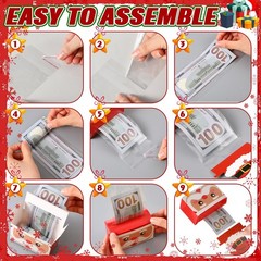 12 Pcs Christmas Money Box for Cash Gift Pull Santa Dispenser Pop up Christma…