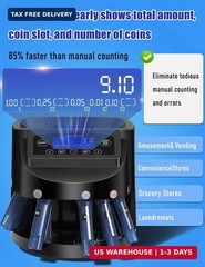 Coin Counter and Dollar Coin sorter with LCD Display, 300-coin Capacity, Support