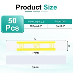 50 Pcs Money Band 1000 Dollar Money Bill Wrapper Self-Adhesive Bill Band Yellow