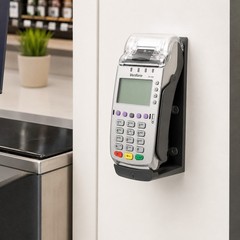 Angled Desk Stand Kiosk Mount for Verifone VX520 Reader, Wall Mount Secure Plate