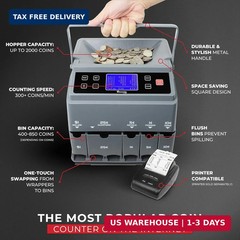 Cassida C300 Professional USD Coin Counter, Sorter and Wrapper/Roller, 300 coins