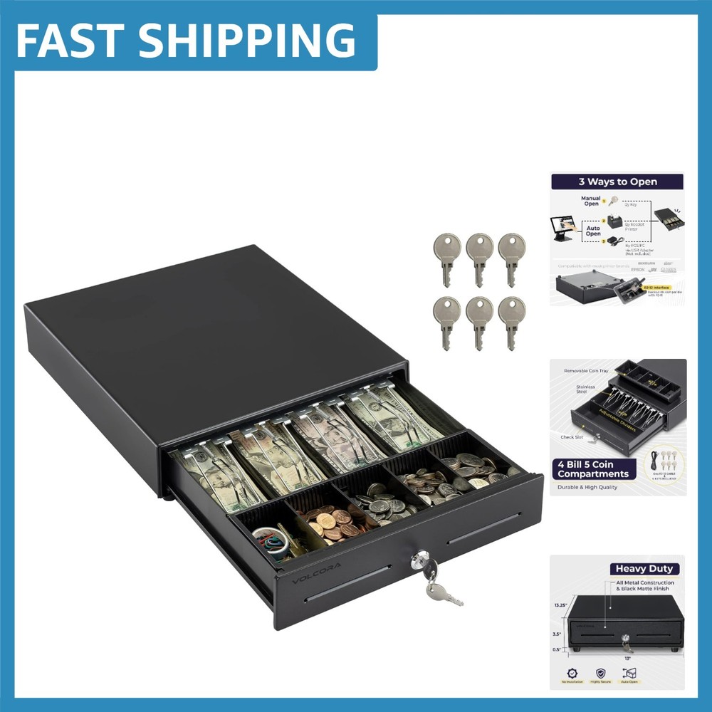 Durable Electronic Cash Drawer for Small Businesses – Key-Lock & Removable Tray