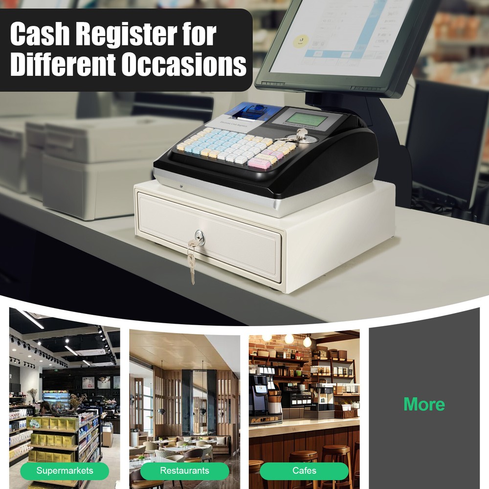 Electronic POS System Cash Register LED Display For Retail W/ Drawer 48 Keys US