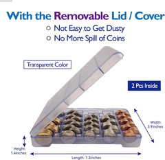 Coin Sorter Coin Counter Tray, 2Pcs Mini Coin Holder for Car, Accurate & Easy to