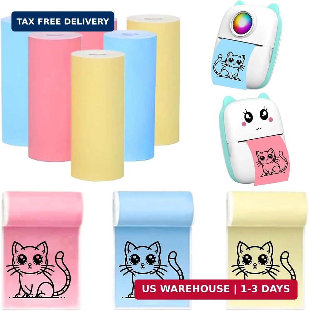 6 Rolls Colorful Mini Printer Paper, Thermal Paper 57 * 30mm for Pocket Inkless