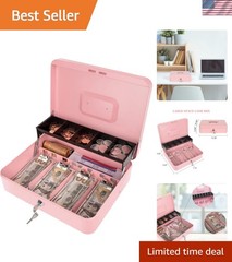 Cash Box with Money Tray and Key Lock, Money Box with Safe Locking, Money Sav…