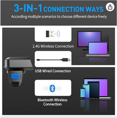 Eyoyo Wireless Finger Ring Barcode Scanner Bluetooth Reader for Android iOS comp