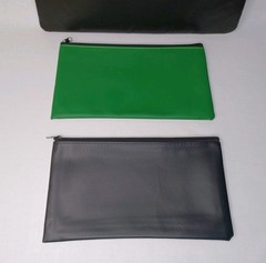 Cash Money Currency Storage Bag Set Of 3 Bags Black & Green Faux Leather New