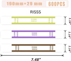 Multicolor Currency Strap, 600pcs Money Bands for Cash, Self-Adhesive Money Wrap