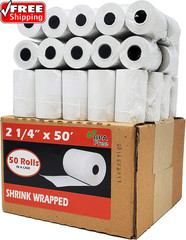 (50 Rolls) 2 1/4 X 50 Thermal Paper Receipt Rolls 55 GSM Premium Quality German