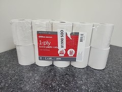 Office Depot Brand 1-Ply Bond Paper Rolls, 3″ x 128′, White, Pack Of 10
