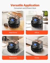 USD Coin Sorter with Screen Display Holds up to 2000 Coins 5 Coin Tubes