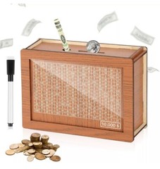 Cash Vault Wooden Savings Box Wooden Cash Saver Money Saving Box 10,000 Dollars