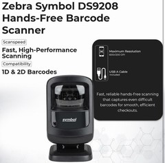 DS9208 Zebra 1D/2D Hands-Free Barcode Scanner, High-Speed Digital Scanning