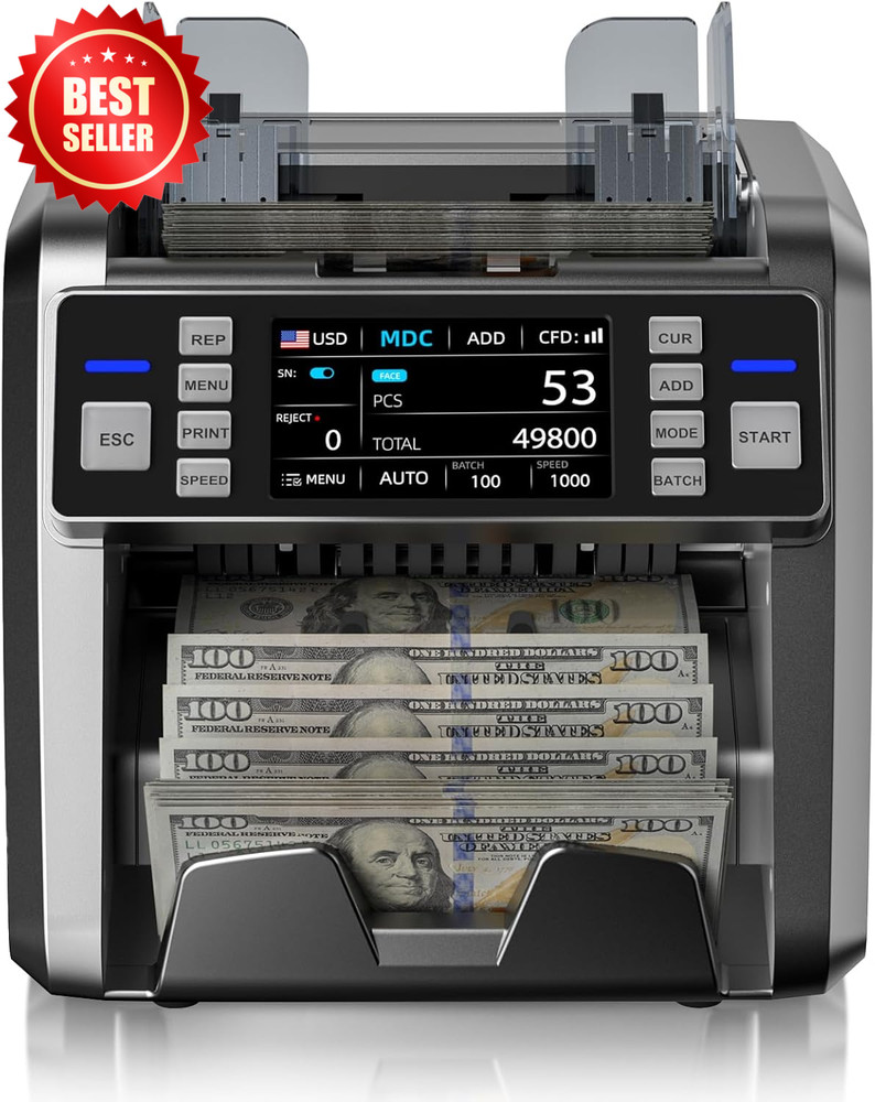 Mixed Denomination Money Counter Touch Screen 2CIS UV MG IR Counterfeit US