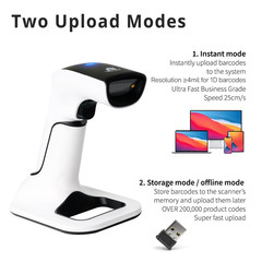 1D/2D Wireless Bluetooth Barcode Scanner: 3-in-1 with stand, USB QR Code Reader