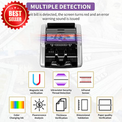 Money Counter Machine Value Count UV MG IR DD Counterfeit Bill Detectors US