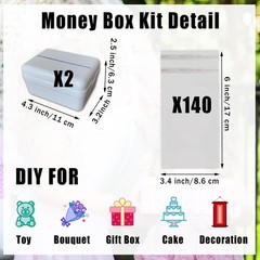 142 PCS DIY Surprise Money Cake Pull Out Kit Box Cash Gift Bags Sleeves Adult