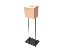 Returned! Beige Metal Ballot Box Donation Box Suggestion Box With Black Stand