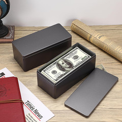 2 Packs Black Metal Cash Box Rectangular Money Organizer with Lid Currency Stora