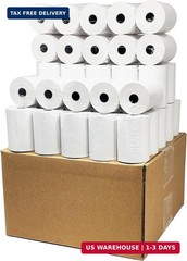 Thermal Paper Rolls 3 1/8 x 150 – American Made: [50/pack] BPA Free 50 GSM Solid