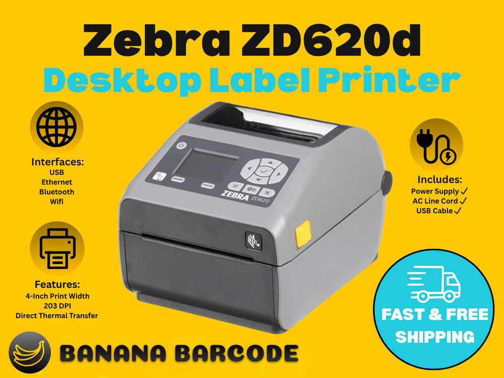 ZD620d Direct Thermal Printer | 203 DPI | Power Supply, USB , & AC Line Cord✔️🍌