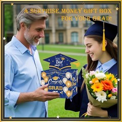 Graduation Gifts, Graduation Money Box Blue, Surprise Grad Money Holder with Pul