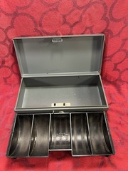 VINTAGE Metal Cash Box Steelmaster Removable Tray 10”x3”x4.5” USA No Key– 9509