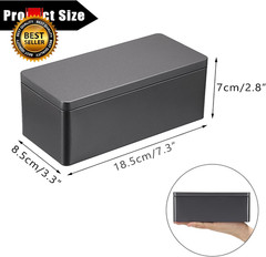 2 Packs Black Metal Cash Box Rectangular Money Organizer with Lid Currency Stora